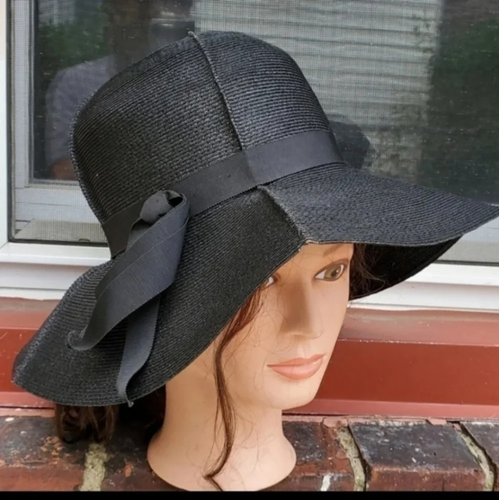 - Vintage‎ Black woven floppy  hat - Picture 13 of 13